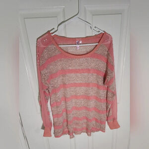 Dolled Up by FANG Womens Knit Sheer Bedazzled Top